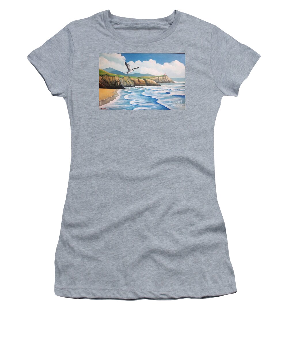 Bird Women's T-Shirt featuring the painting L'oiseau solitaire by Jean Pierre Bergoeing