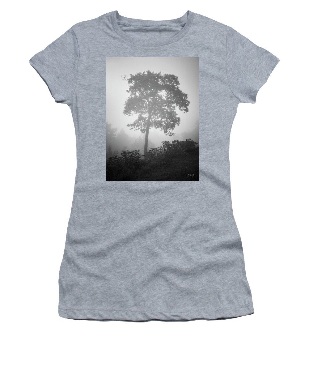 Arbor Women's T-Shirt featuring the photograph Lone Tree and Fog BW by David Gordon