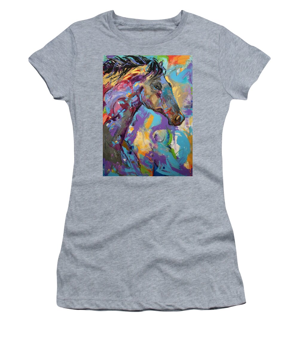 Laurie Pace Horse Women's T-Shirt featuring the painting Loner by Laurie Pace
