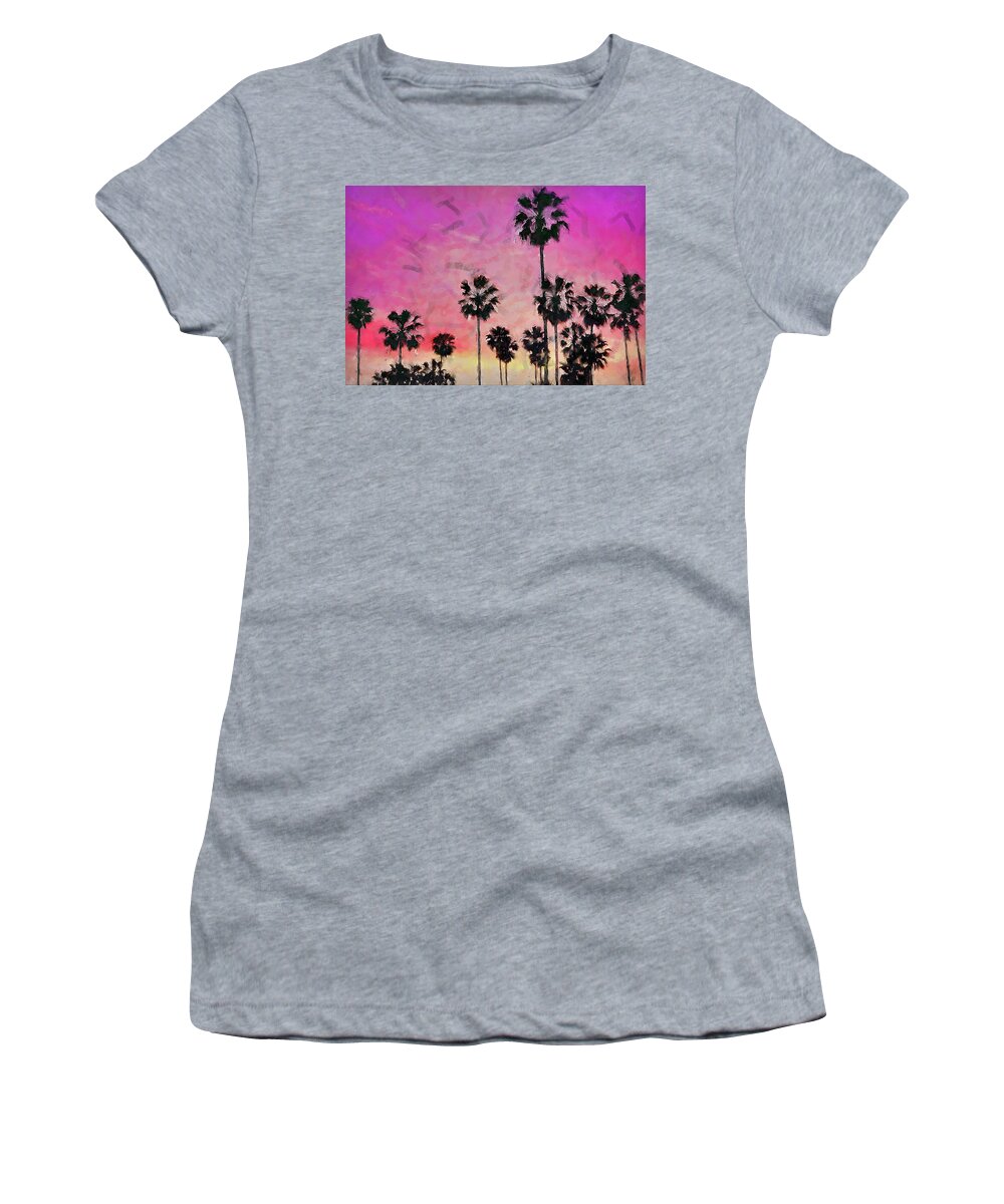 Los Angeles Women's T-Shirt featuring the painting Los Angeles, Venice Beach - 05 by AM FineArtPrints
