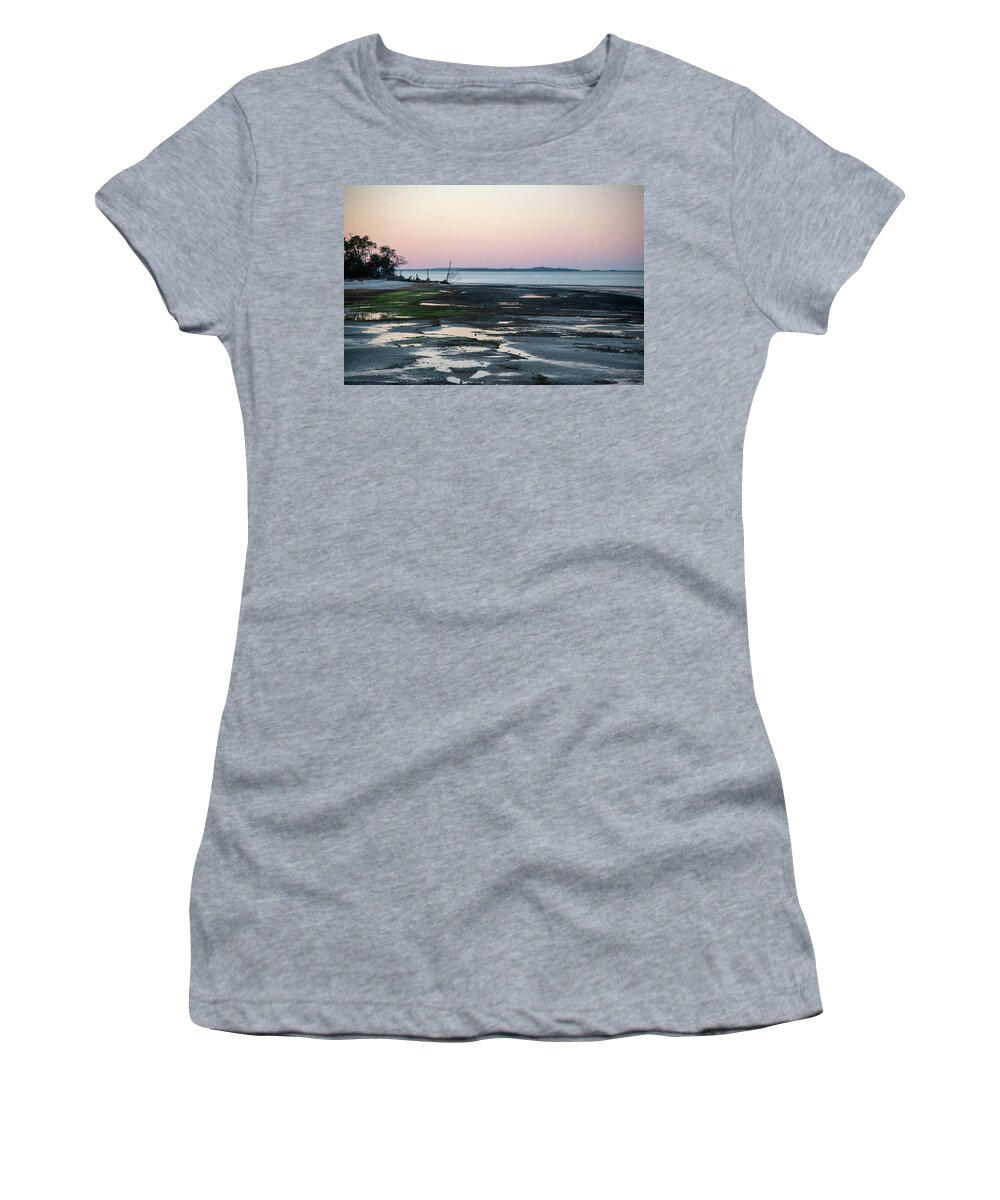Low Tide Women's T-Shirt featuring the photograph Low-Tide Sunset at Dolphin Head's Hidden Beach by Dennis Schmidt