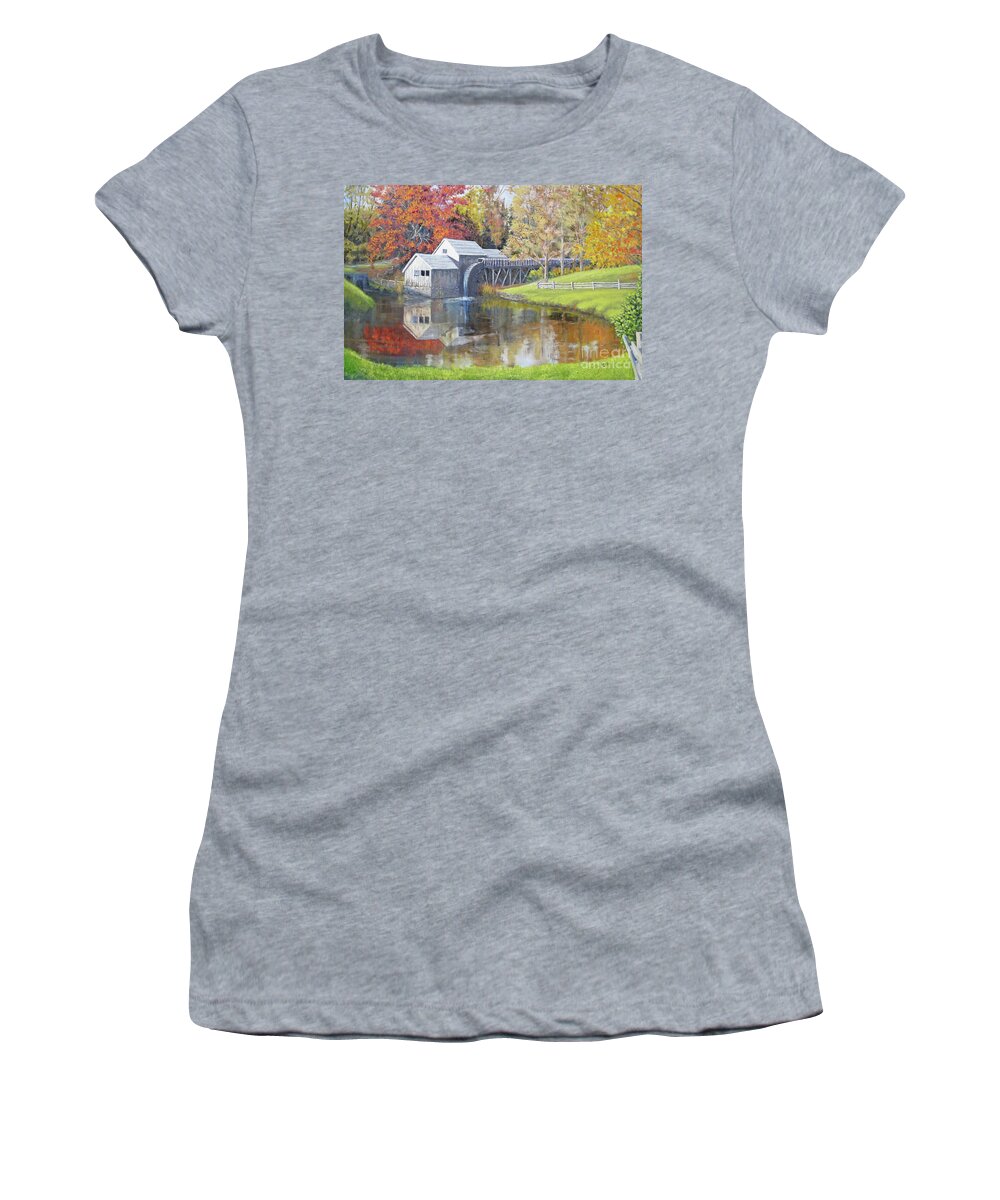 Mill Women's T-Shirt featuring the painting Mabry Mill by Shirley Braithwaite Hunt