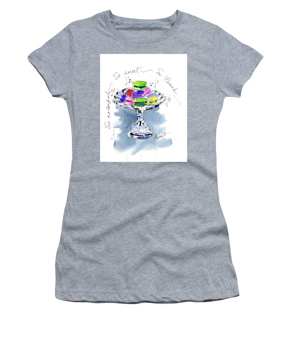 Cookies Women's T-Shirt featuring the painting Macarons on Crystal by Adele Bower