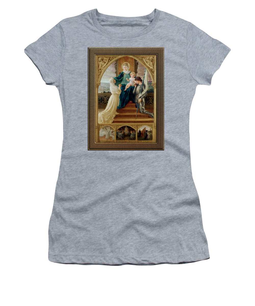 Madonna And Child Women's T-Shirt featuring the painting Madonna and Child Seated Between St. Genevieve and Joan Of Arc by Elisabeth Sonrel by Xzendor7