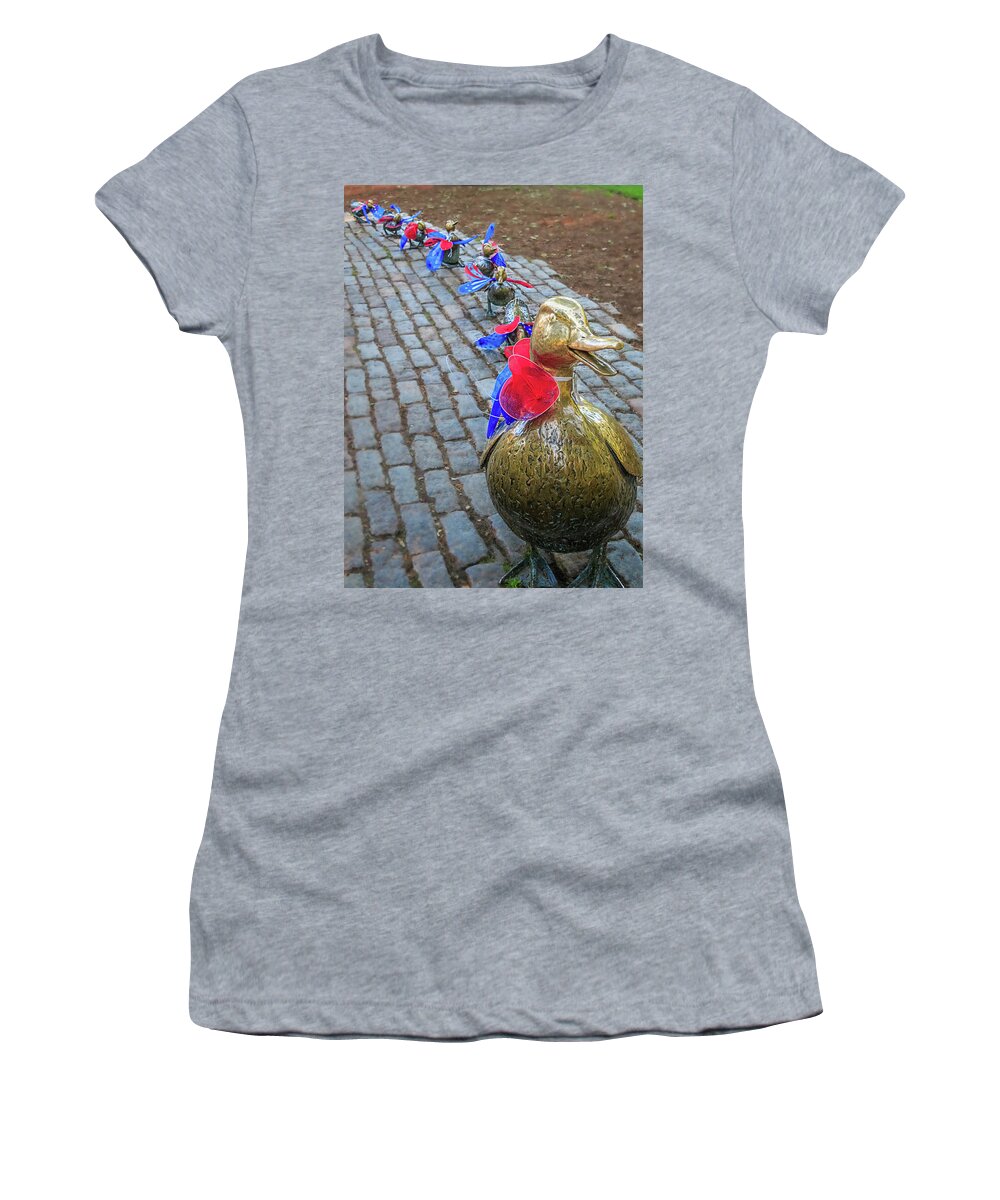 Boston Women's T-Shirt featuring the photograph Make Way for the 4th by Sylvia J Zarco