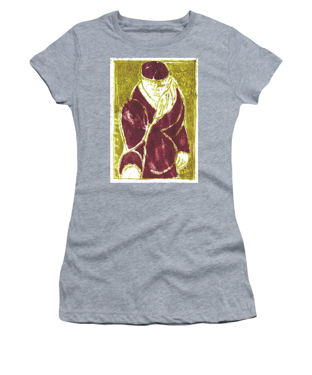 Hat Women's T-Shirt featuring the painting Man in a crimson hat by Edgeworth Johnstone