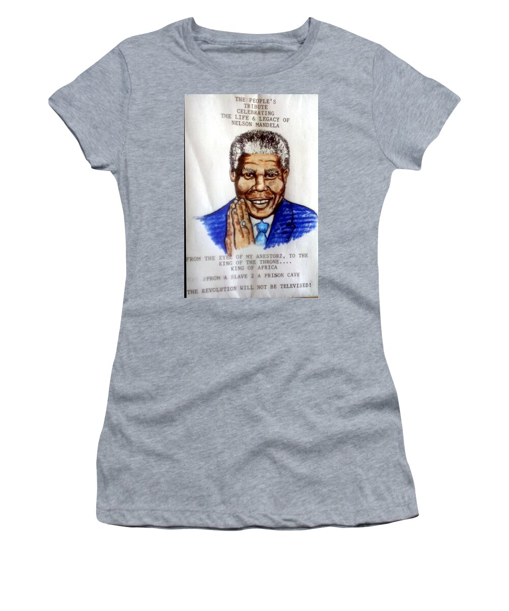 Gblack Art Women's T-Shirt featuring the drawing Mandela by Joedee