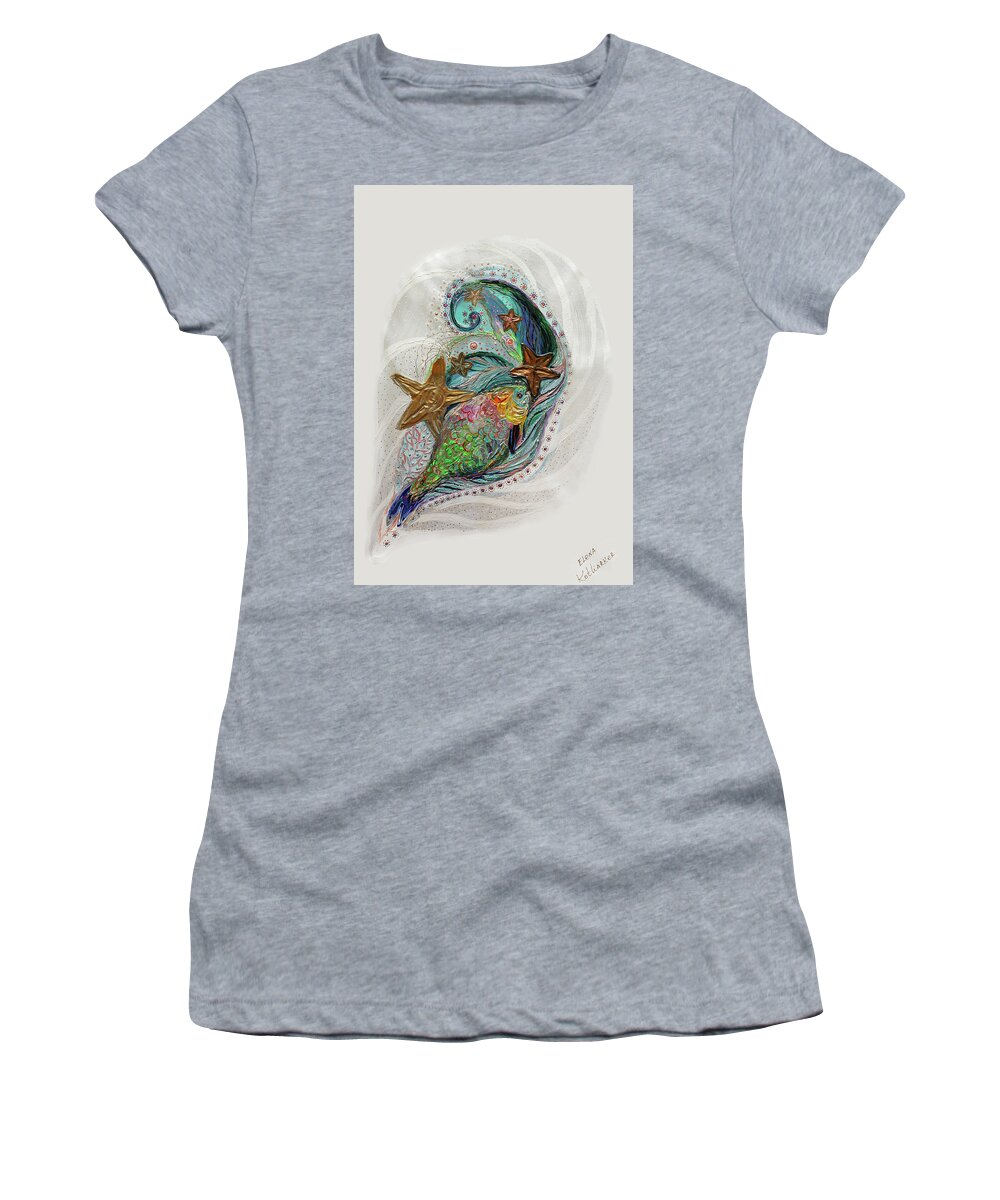 Sea Life Women's T-Shirt featuring the painting Mare Nostrum #5 by Elena Kotliarker