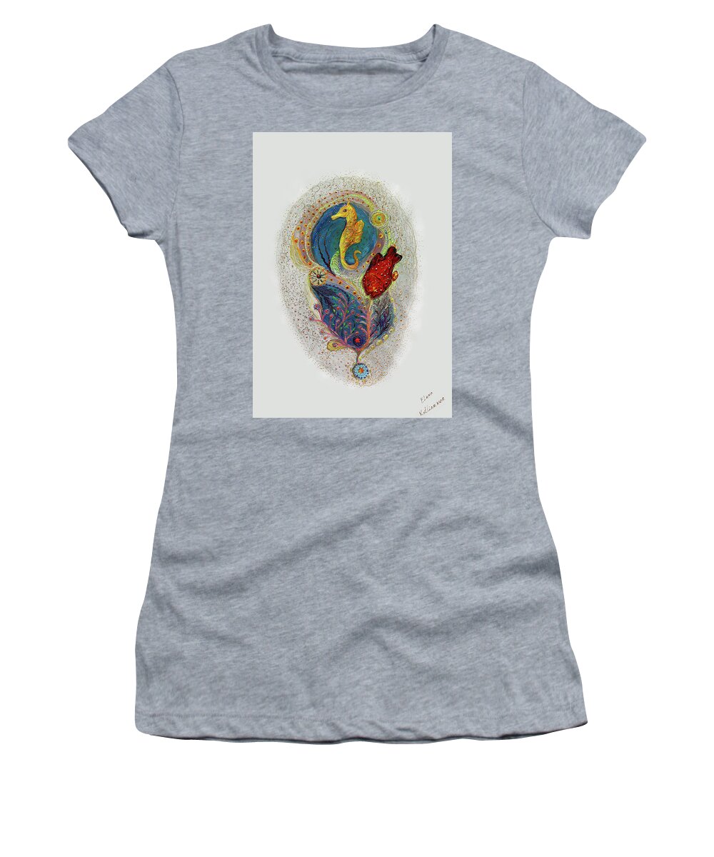 Sea Life Women's T-Shirt featuring the painting Mare Nostrum #6 by Elena Kotliarker