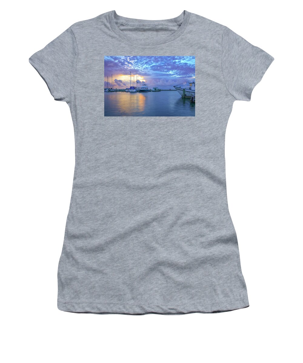 Boats Women's T-Shirt featuring the photograph Marina in the Morning by Christopher Rice