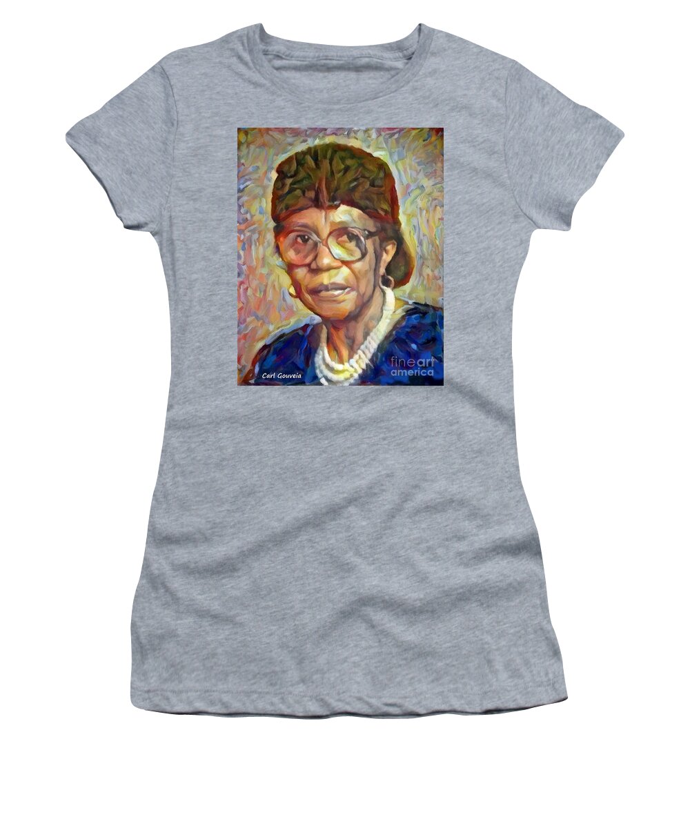  Portraits Women's T-Shirt featuring the painting Mata by Carl Gouveia