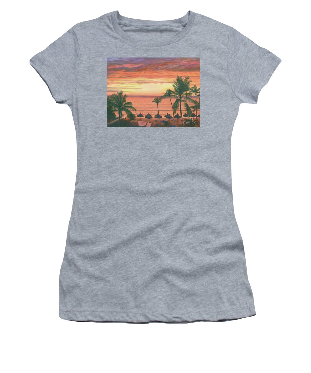 Beach Women's T-Shirt featuring the painting Mazatlan Sunset by Aicy Karbstein