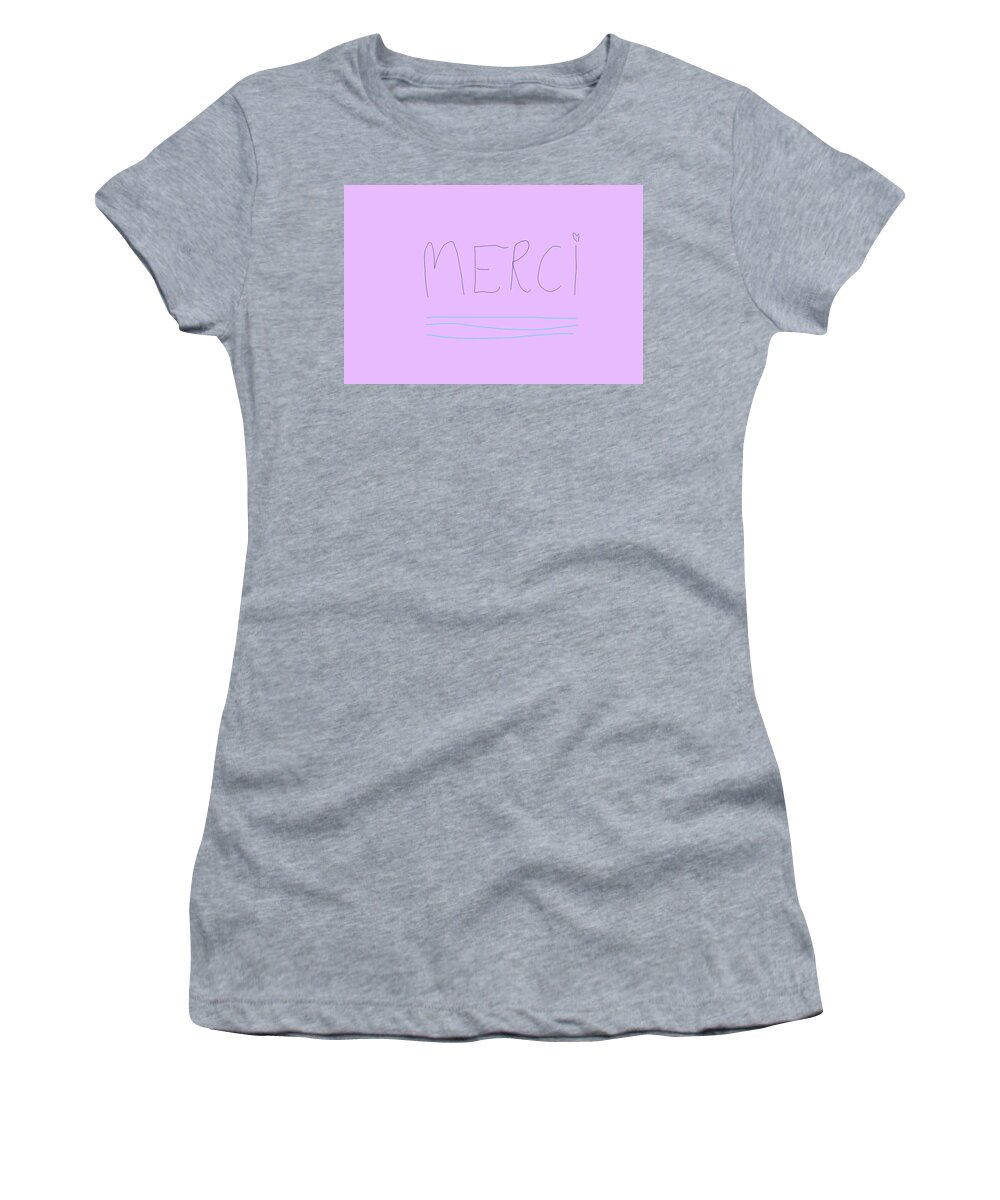 Light Purple Women's T-Shirt featuring the drawing Merci by Ashley Rice