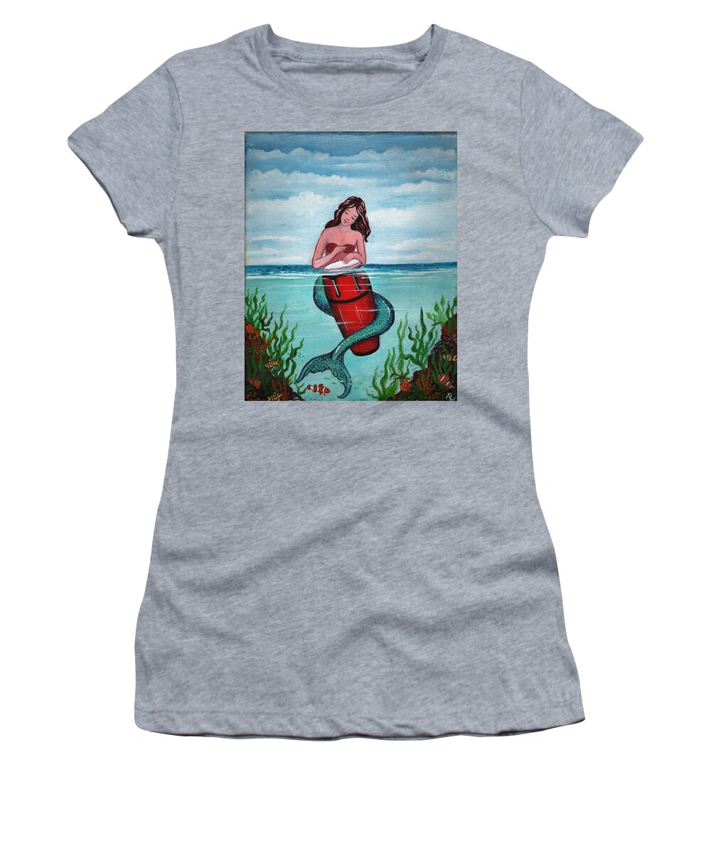 Mermaids Women's T-Shirt featuring the painting The Mermaid Drummer by James RODERICK