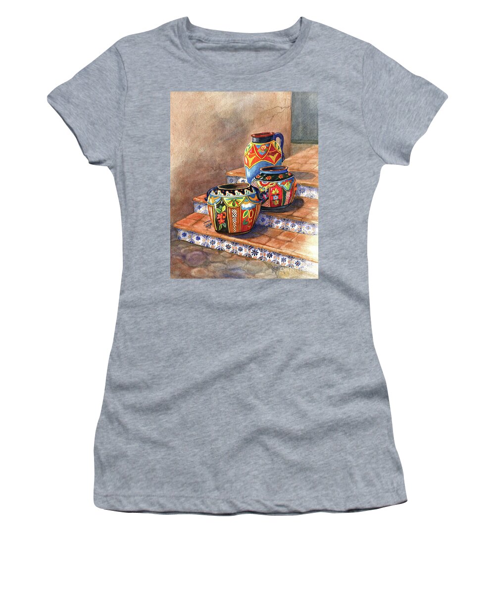 Mexican Pottery Women's T-Shirt featuring the painting Mexican Pottery Still Life by Marilyn Smith