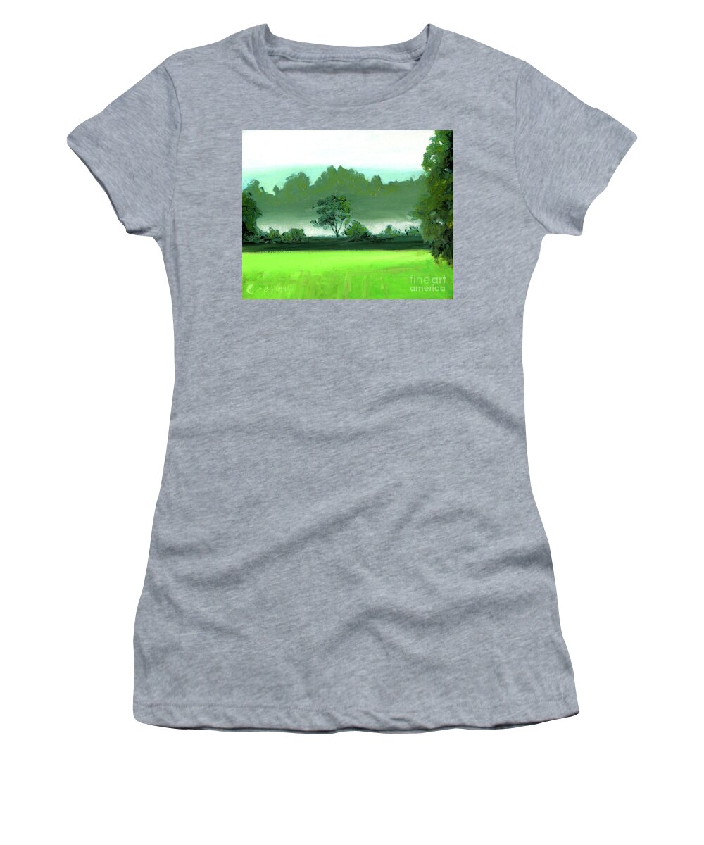 Oil Landscape Women's T-Shirt featuring the painting Mistical by Robert Coppen