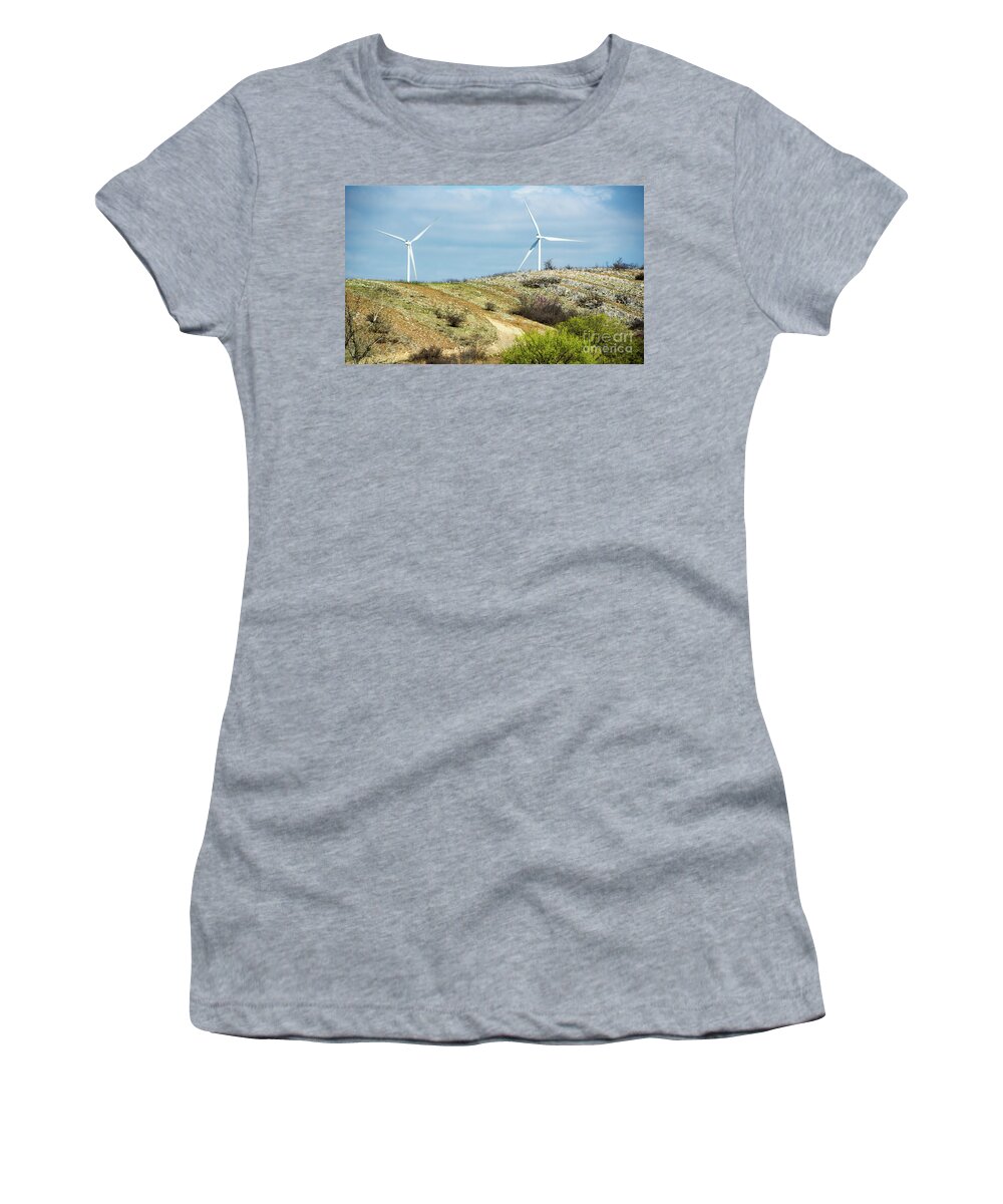 Windmill Women's T-Shirt featuring the photograph Modern Windmill by Cheryl McClure