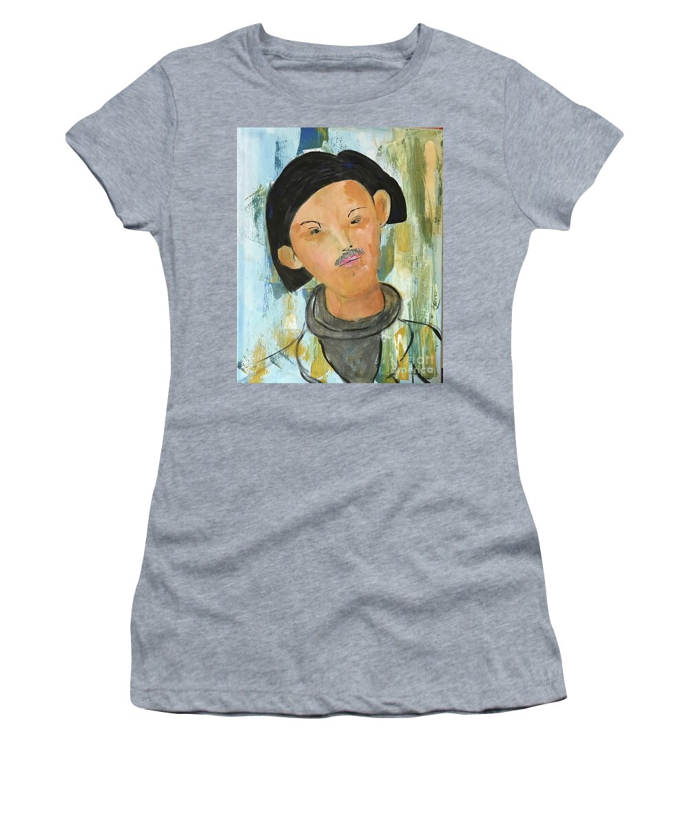 Original Art Work Women's T-Shirt featuring the painting Mon Artiste Francais by Theresa Honeycheck