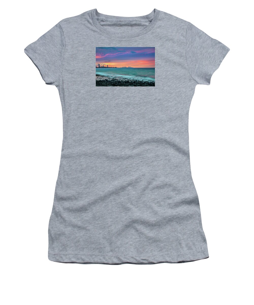 Gold Coast Skyline Women's T-Shirt featuring the photograph Monet's Palette by Az Jackson