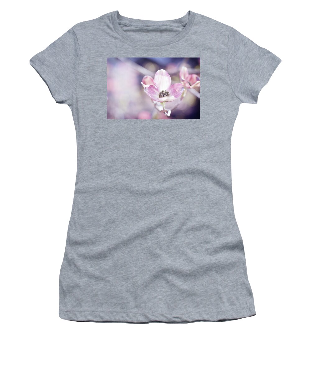 Pink Dogwood Flower Women's T-Shirt featuring the photograph Morning Dogwood by Michelle Wermuth