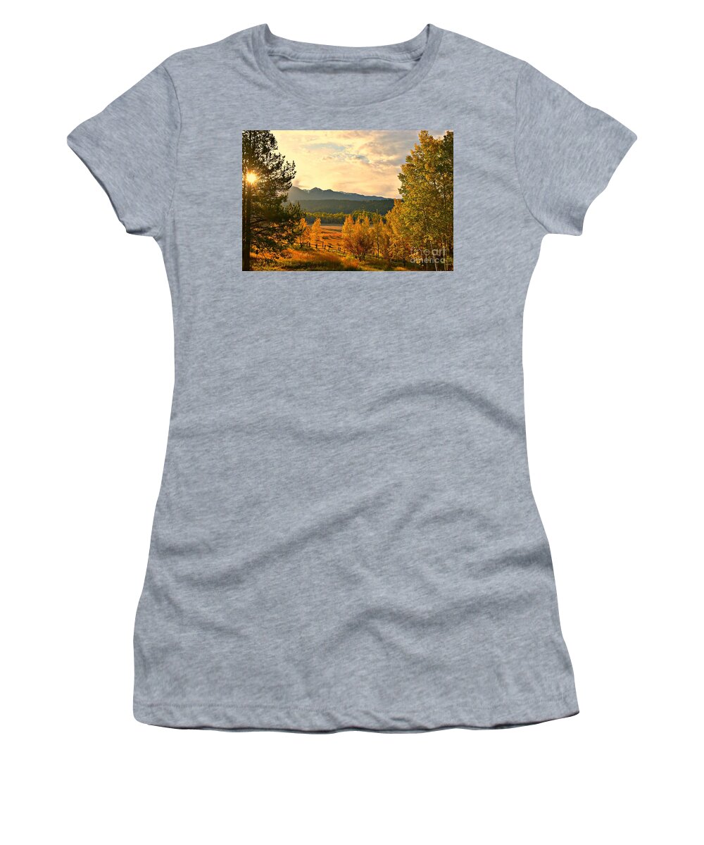 Fall Colors Women's T-Shirt featuring the photograph Morning Light by Dorrene BrownButterfield