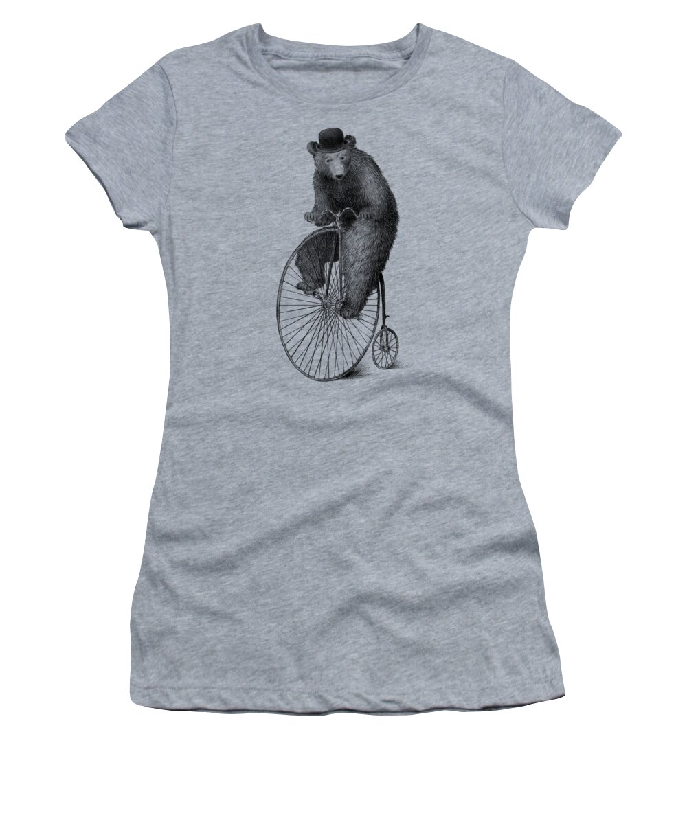 Bear Women's T-Shirt featuring the drawing Morning Ride by Eric Fan