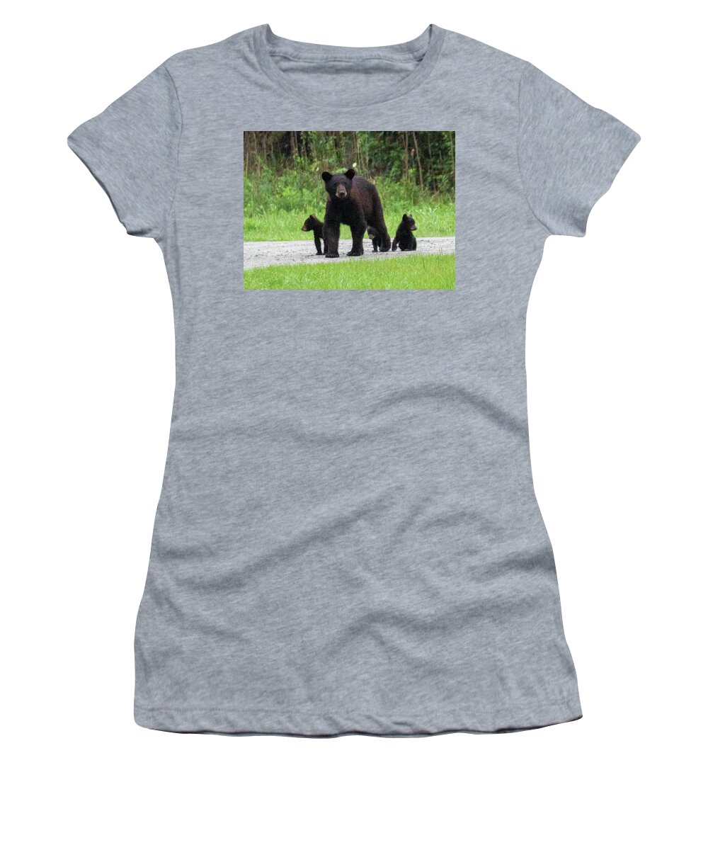 Alligator River Wildlife Refuge Women's T-Shirt featuring the photograph Mother with Cubs #2 by Minnie Gallman