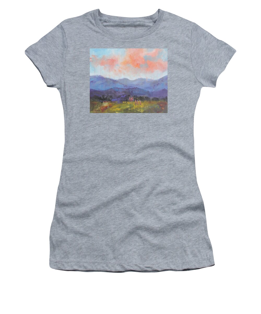 Abstract Landscape Women's T-Shirt featuring the painting Mountain Dreams by Donna Ceraulo