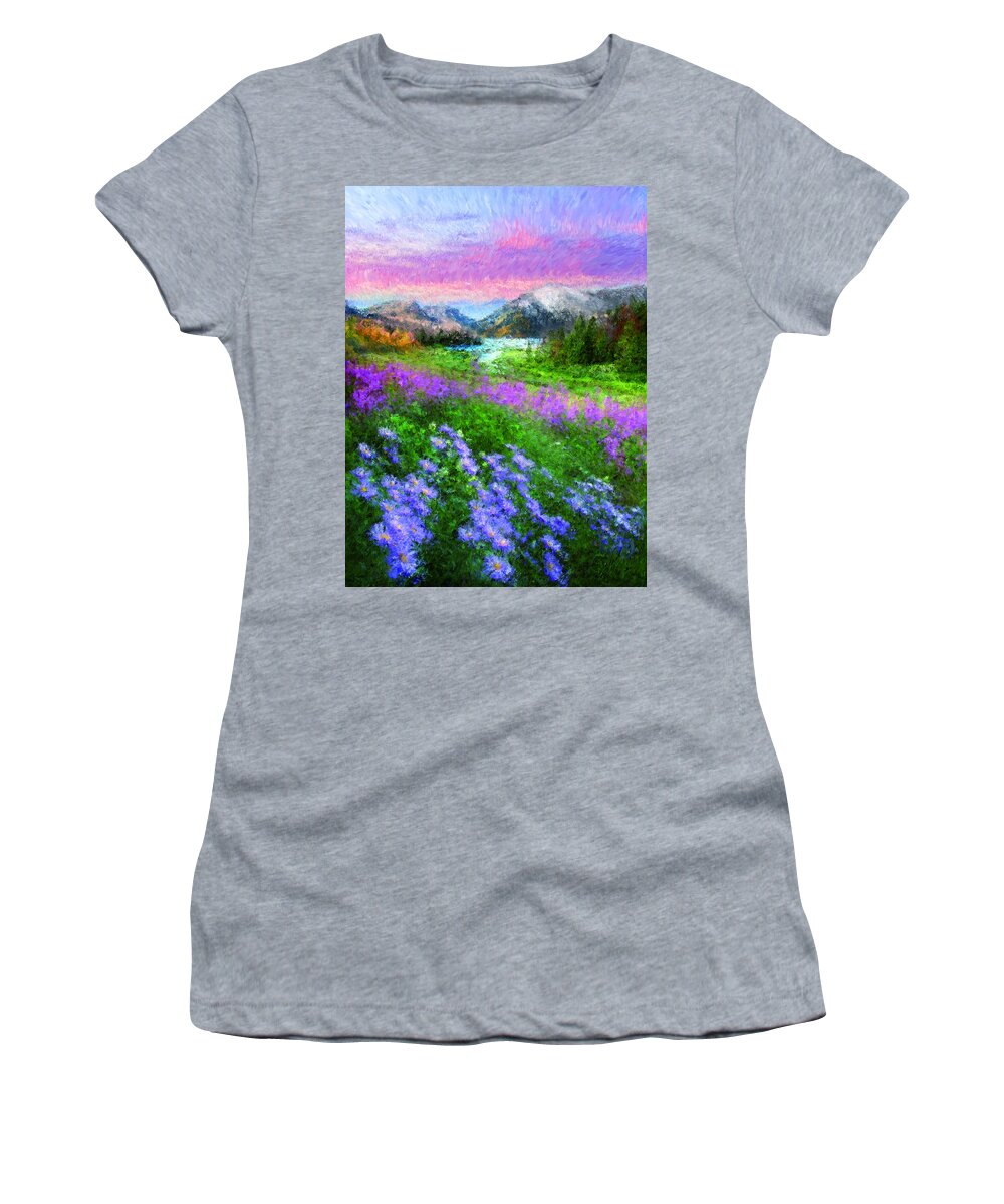 Mountains Women's T-Shirt featuring the painting Mountains by Vart Studio