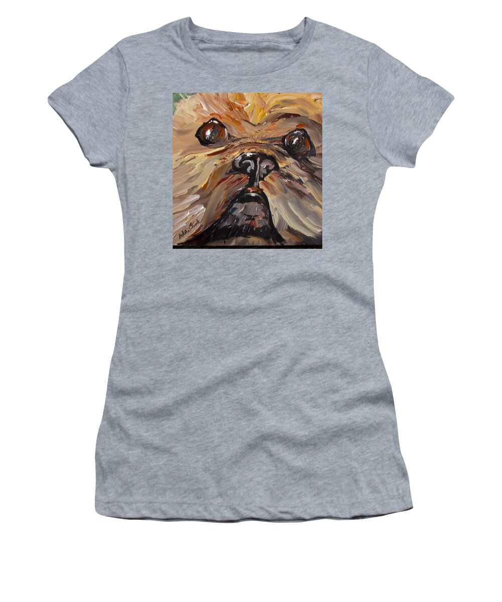 Dog Women's T-Shirt featuring the painting Mr Fuzzy Face by Barbara O'Toole