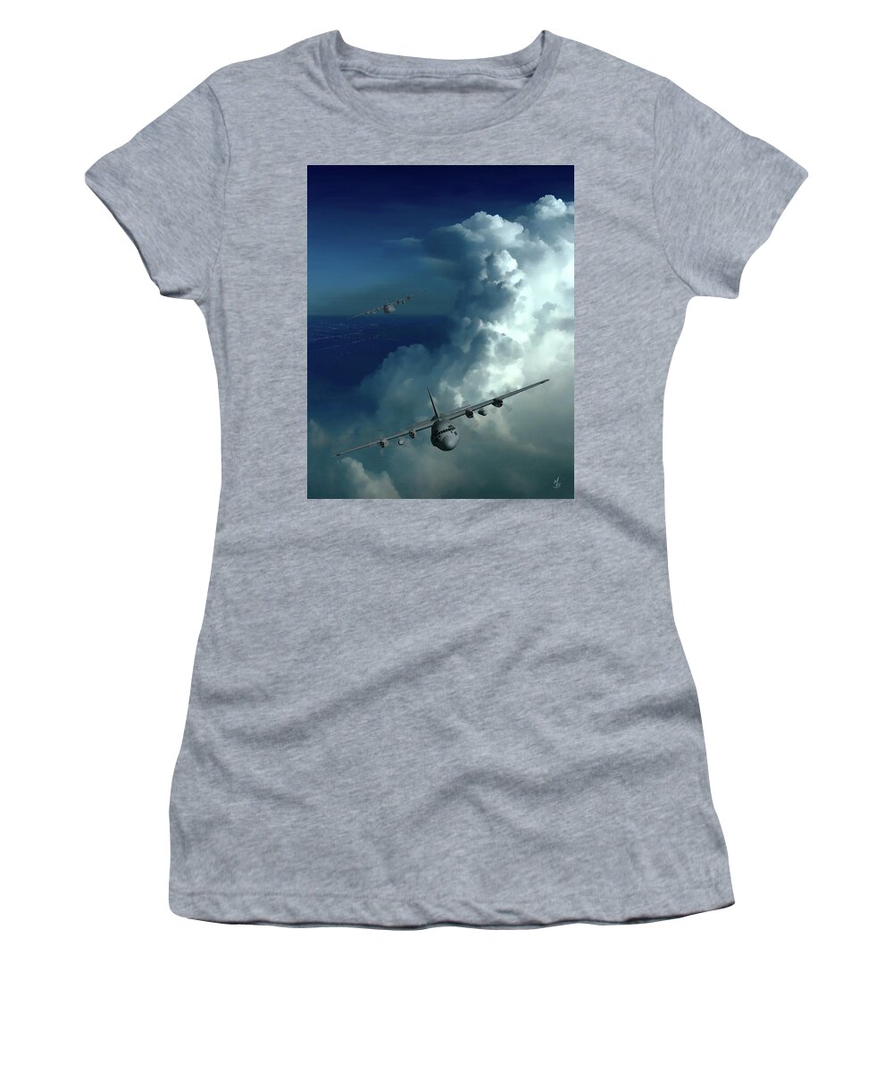 C-130 Women's T-Shirt featuring the digital art Mutual Support by Michael Brooks
