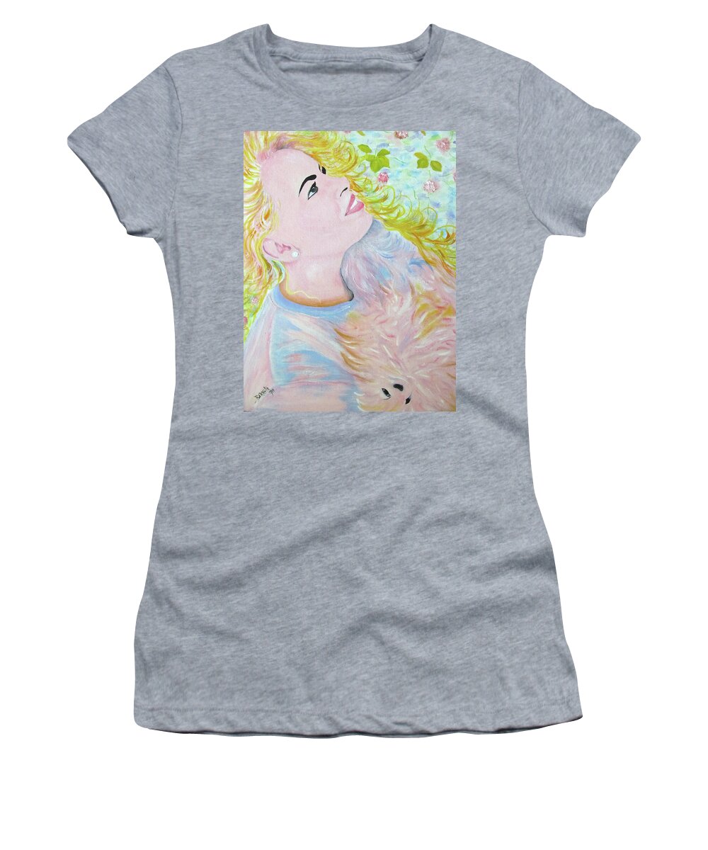 Natural Glow Women's T-Shirt featuring the painting Natural Glow by Gloria E Barreto-Rodriguez