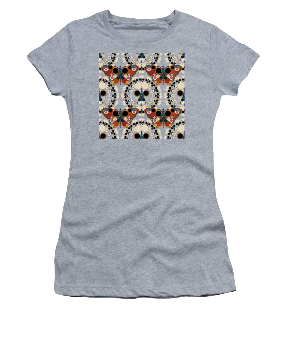 Surreal Women's T-Shirt featuring the mixed media New Beginnings - Skull Flower Butterflies by BFA Prints