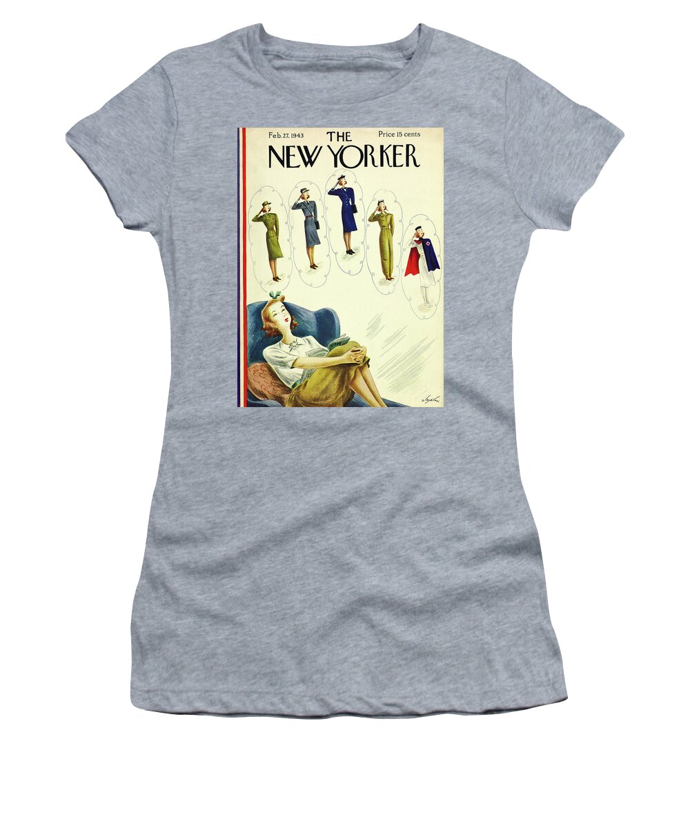 Illustration Women's T-Shirt featuring the painting New Yorker February 27, 1943 by Constantin Alajalov