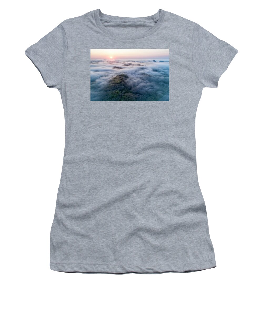 Scott Leslie Women's T-Shirt featuring the photograph Newfoundland Coastal Fog by Scott Leslie