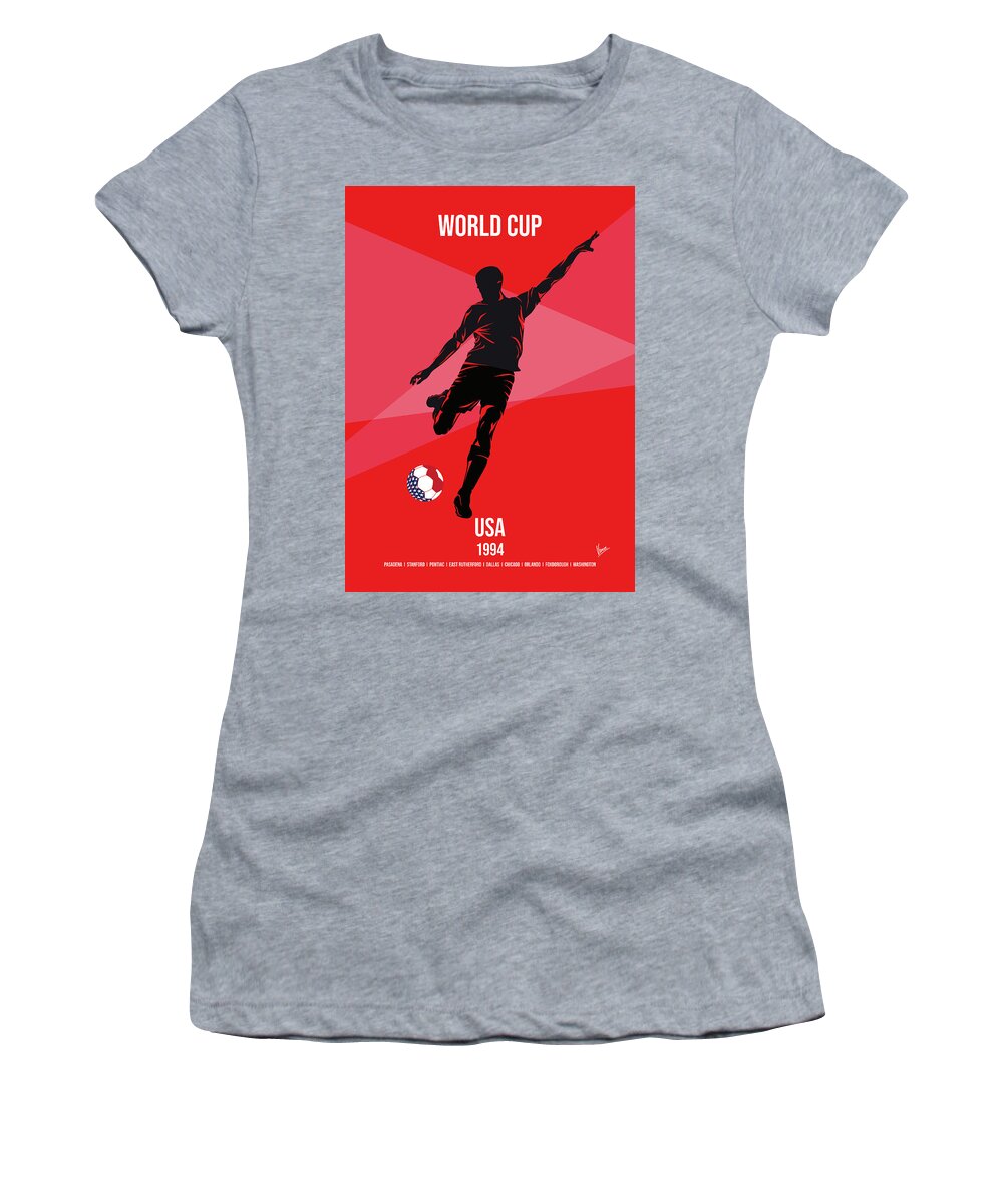 Sports Women's T-Shirt featuring the digital art No15 My 1994 USA Soccer World Cup poster by Chungkong Art