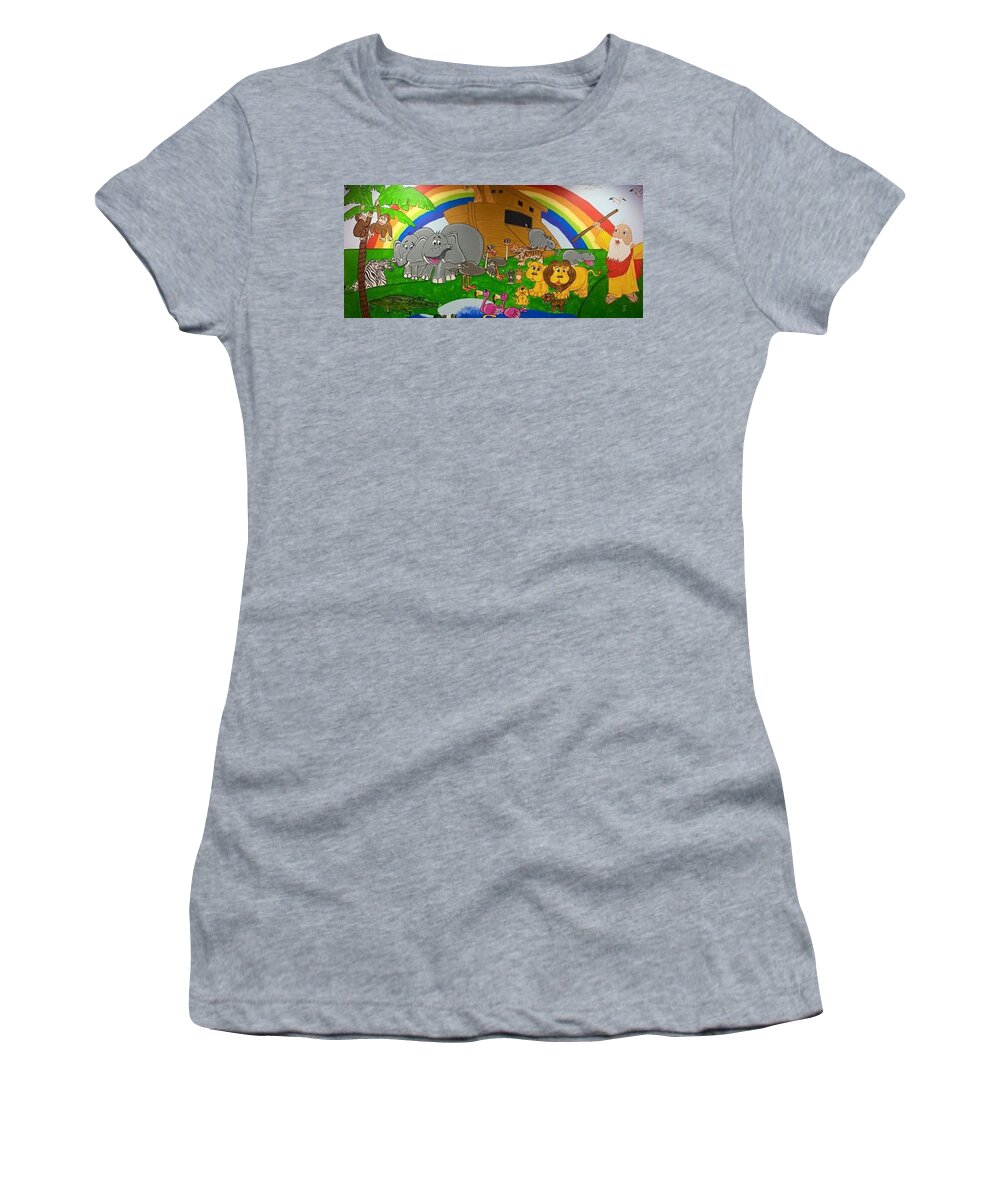Noahs Arc Women's T-Shirt featuring the painting Noahs Arc by Cynthia King