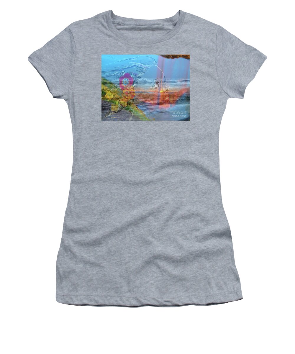 Ocean Women's T-Shirt featuring the painting Ocean Spirit by Bonnie Marie