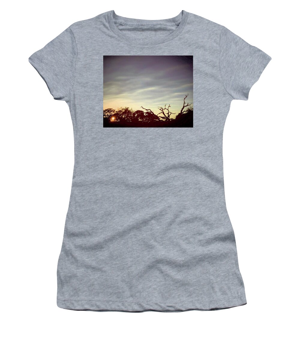 Daniel Nelson Women's T-Shirt featuring the painting October Texas Sunset by Daniel Nelson
