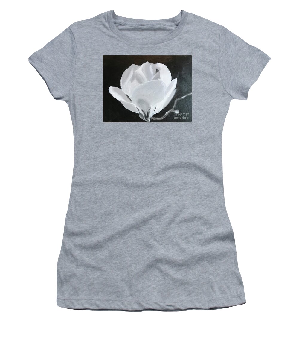 Original Art Work Women's T-Shirt featuring the painting Black and White Rose by Theresa Honeycheck