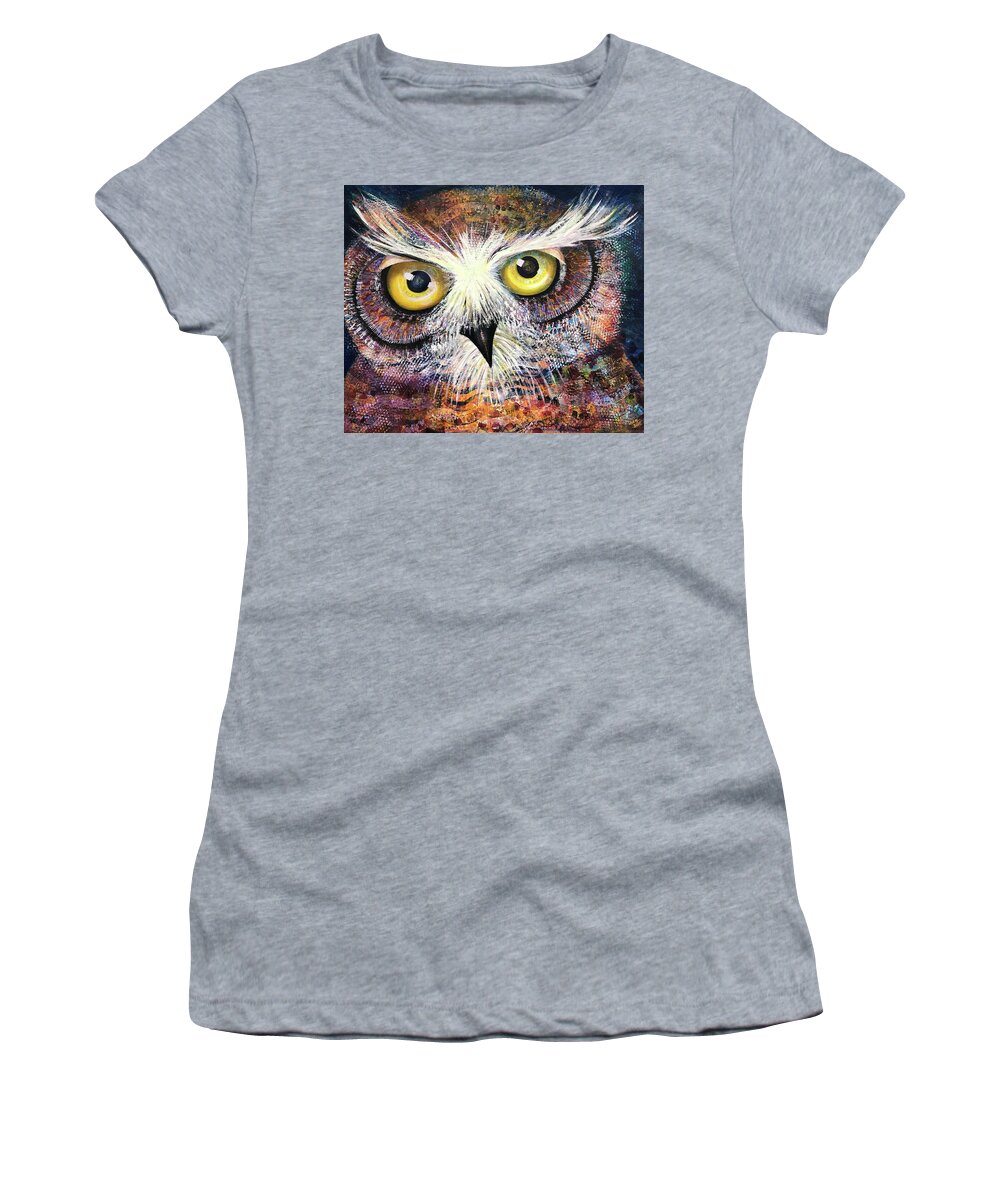 Owl Women's T-Shirt featuring the painting OL First Place by Laurel Bahe