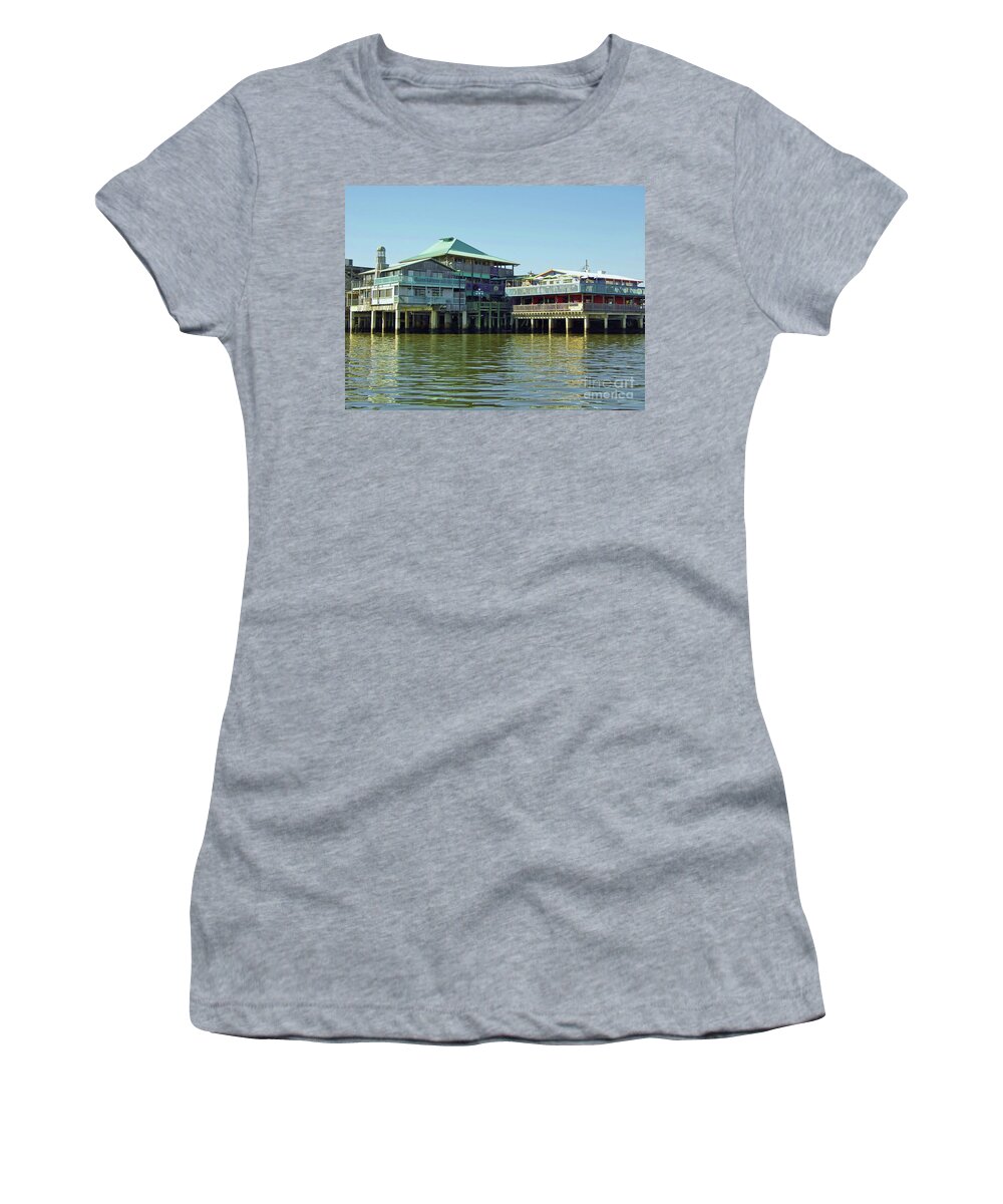 Cedar Key Women's T-Shirt featuring the photograph On The Waterfront by D Hackett