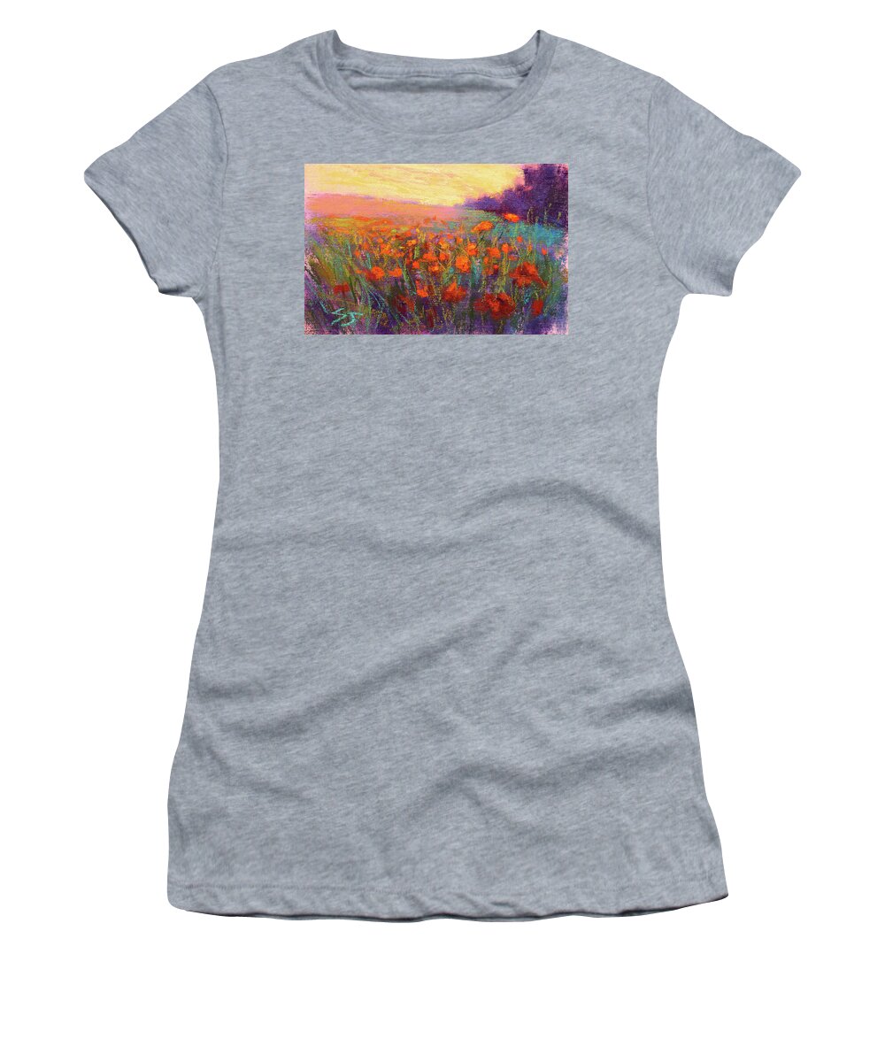 Orange Poppies Women's T-Shirt featuring the painting Orange Embrace by Susan Jenkins