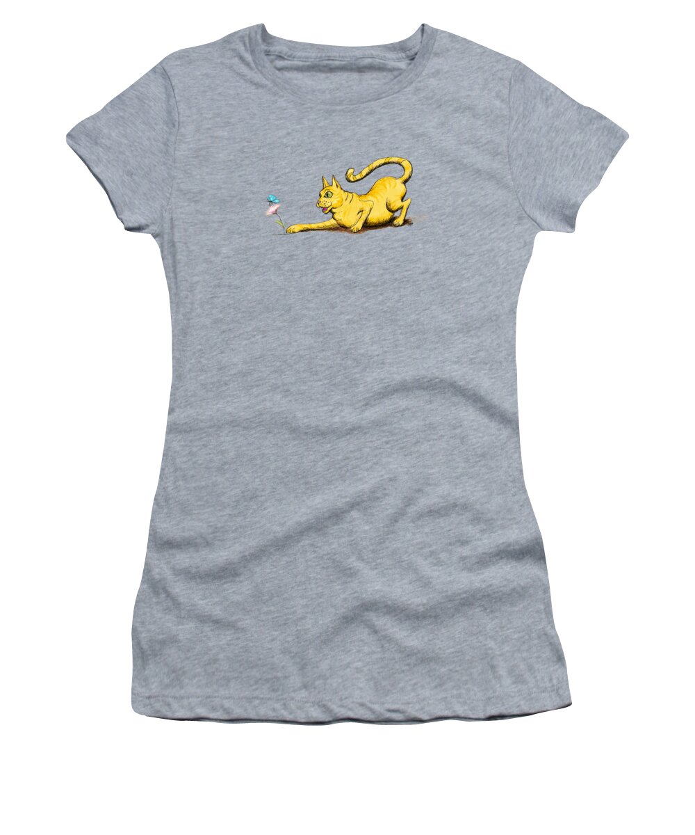 Kitty Women's T-Shirt featuring the drawing Ounces of Pounces by Julie Byrd