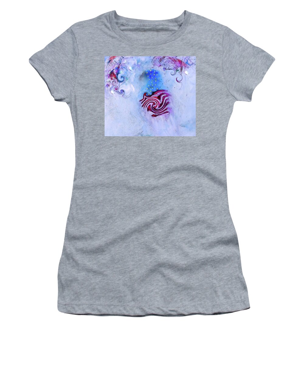 Flag Women's T-Shirt featuring the digital art Our Flag And Fire Works by Lisa Kaiser