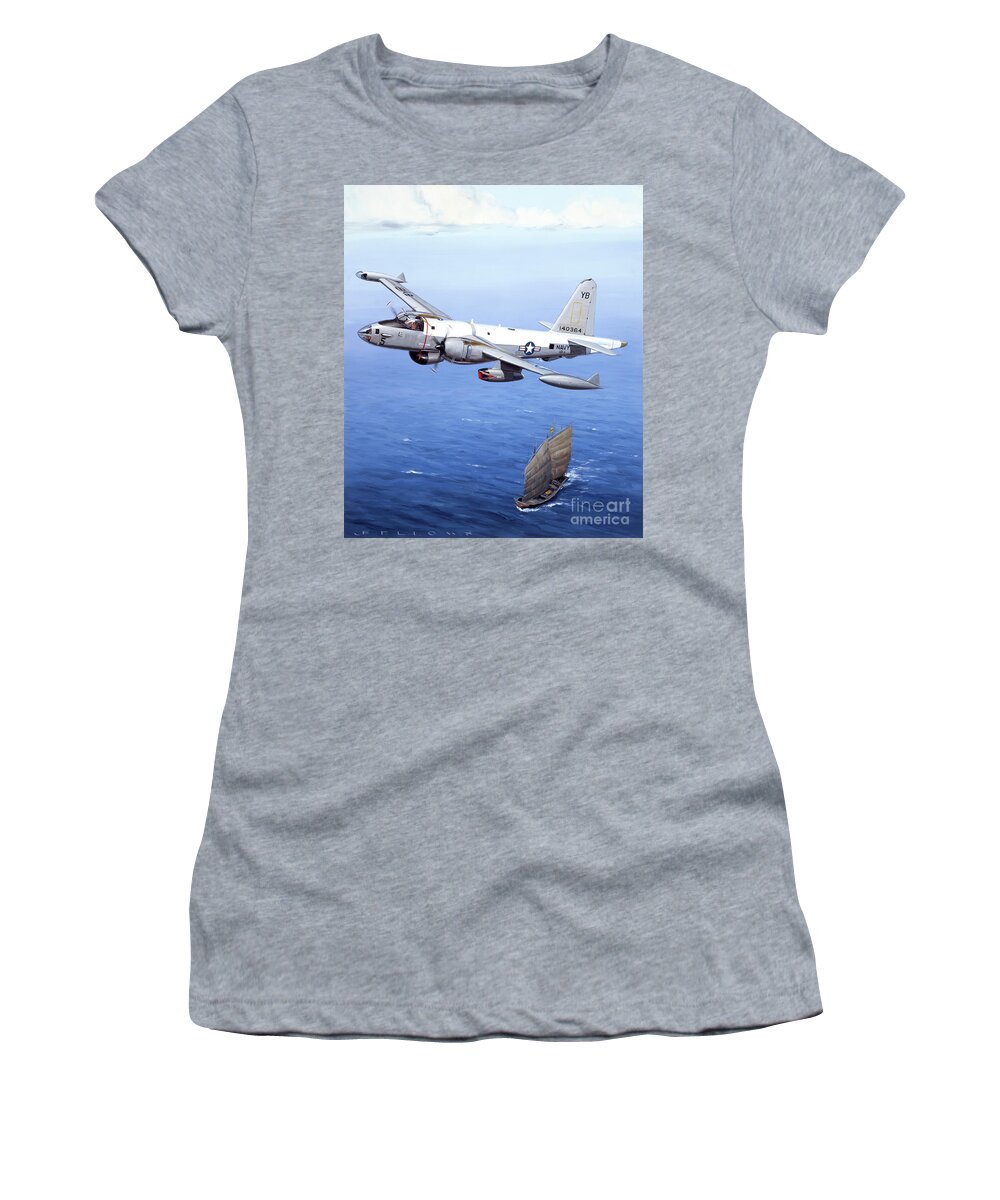 Military Aircraft Women's T-Shirt featuring the painting Lockheed P2V-7 Neptune by Jack Fellows