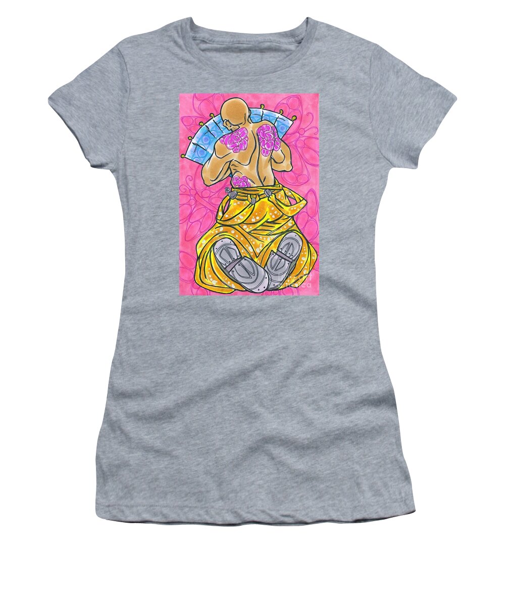 Shannon Hedges Women's T-Shirt featuring the drawing Papillon by Shannon Hedges