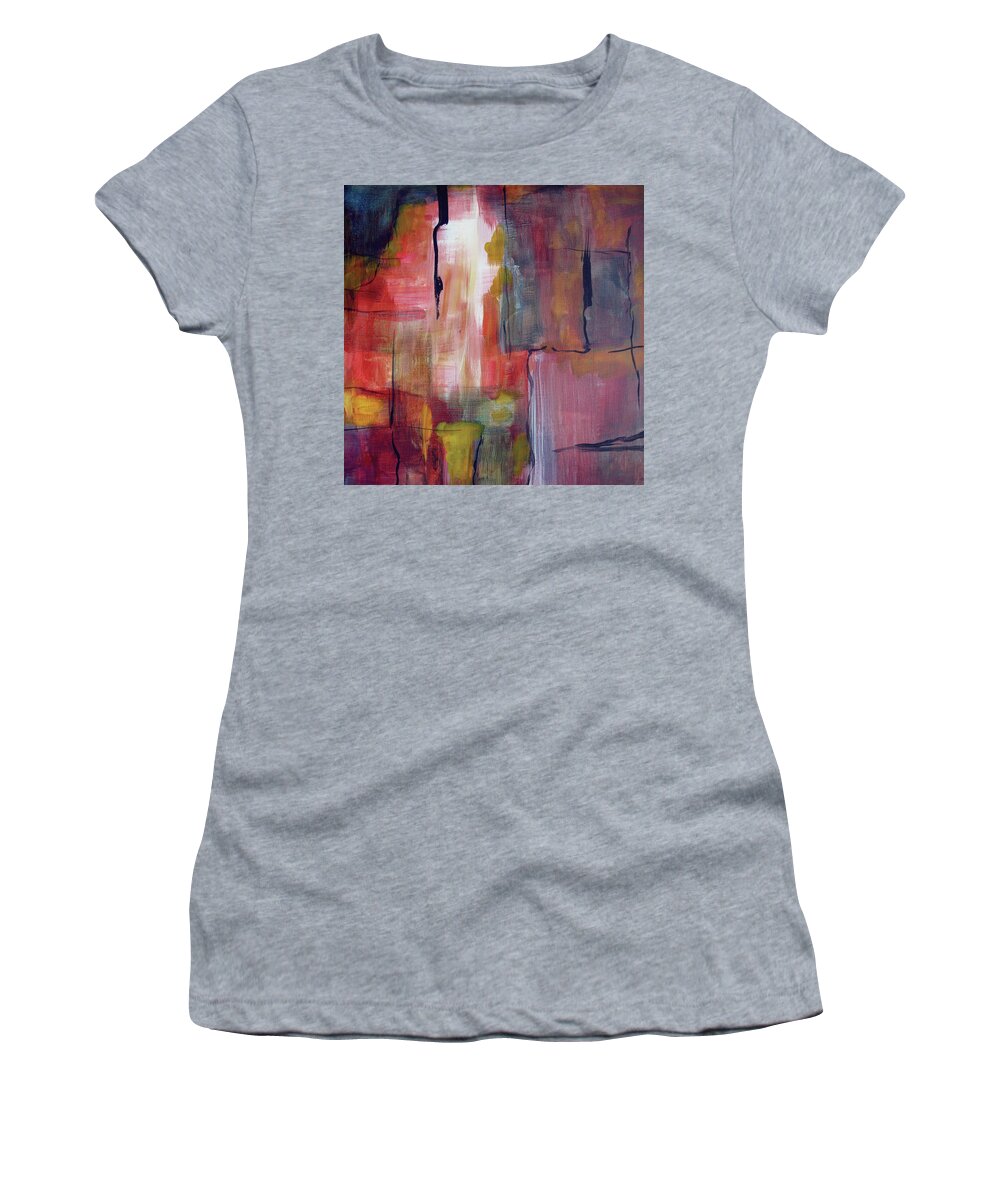 Abstract Women's T-Shirt featuring the painting Parallels by Christine Chin-Fook