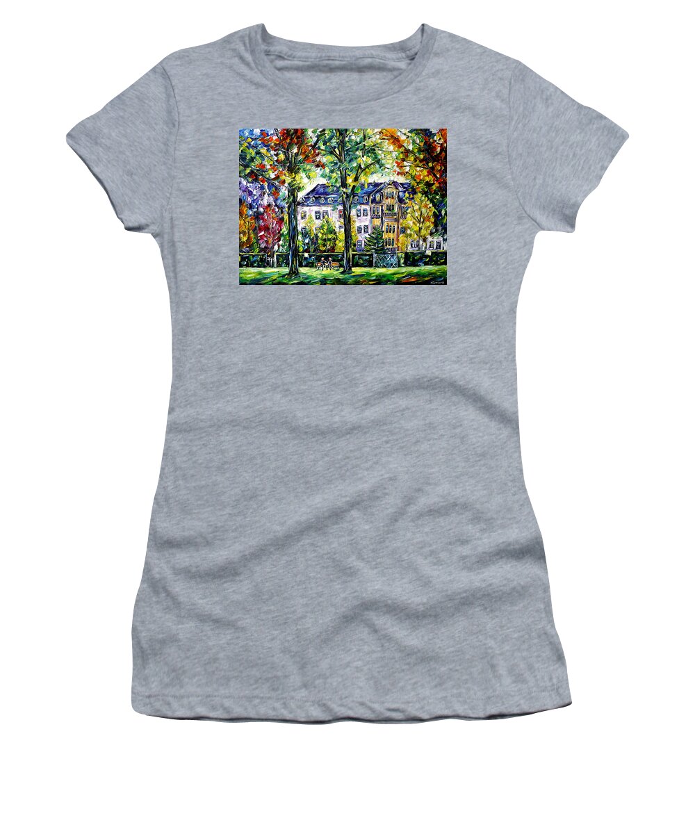 Beautiful France Women's T-Shirt featuring the painting Parc Napoleon, Thionville by Mirek Kuzniar