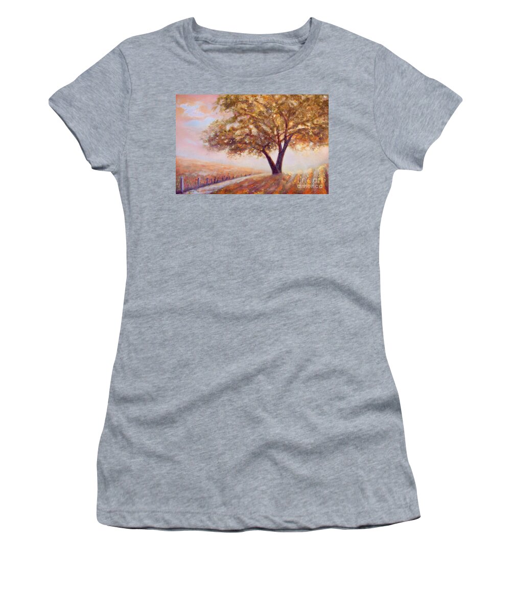 Paso Robles Women's T-Shirt featuring the painting Paso Robles Oak Tree by Michael Rock
